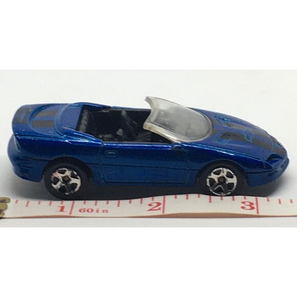 Hot Wheels Blue Black Racing Stripes 1995 Camaro Convertible Loose D44 VTG Wear - Picture 12 of 14